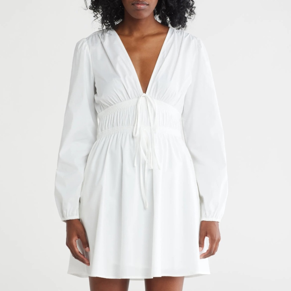 WAYF Long Sleeve Ruched Mini Dress